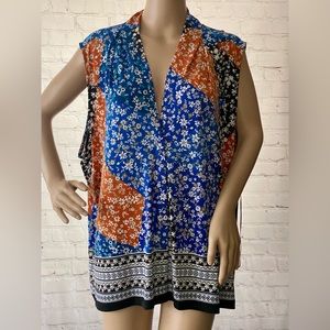 Calvin Klein NWT Floral Multi Color Print Shell Tank Top 3X